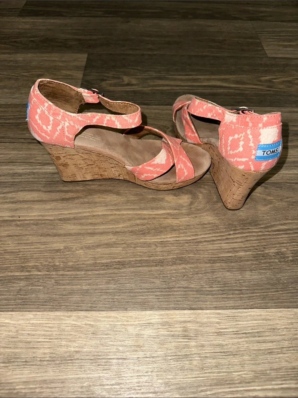 TOMS Coral Ikat Cork Wedges